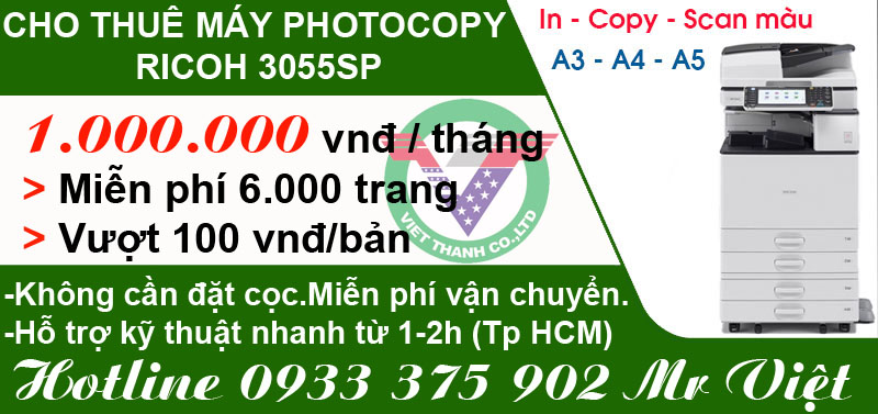 Bảng giá cho thuê máy photocopy ricoh 3055sp