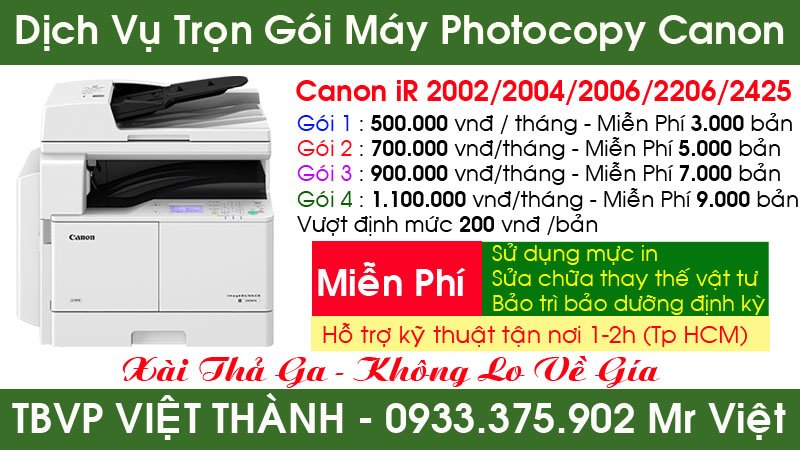 Bảng Giá Dịch Vụ Sửa Chữa Máy Photocopy Canon iR 2002N/ Canon iR 2202N /Canon iR 2004N/ Canon iR 2204N /Canon iR 2006N/ Canon iR 2206N / Canon iR 2425