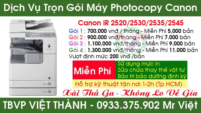 Bảng Giá Dịch Vụ Sửa Chữa Máy Photocopy Canon iR 2520/ Canon iR 2525 /Canon iR 2530/ Canon iR 2535 /Canon iR 2545