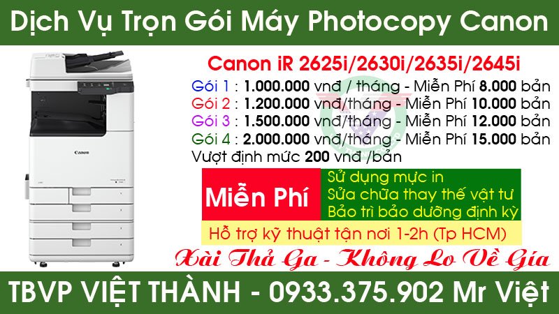 Bảng Giá Dịch Vụ Sửa Chữa Trọn Gói Máy Photocopy Canon iR 2625i/ Canon iR 2630i /Canon iR 2635i/ Canon iR 2645i 